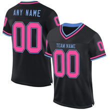 Загрузить изображение в средство просмотра галереи, Custom Black Pink-Light Blue Mesh Authentic Throwback Football Jersey