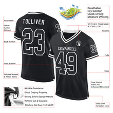 Load image into Gallery viewer, Custom Black White Mesh Authentic Throwback Football Jersey