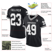 Load image into Gallery viewer, Custom Black White Mesh Authentic Throwback Football Jersey