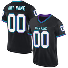 Laden Sie das Bild in den Galerie-Viewer, Custom Black Purple-Teal Mesh Authentic Throwback Football Jersey