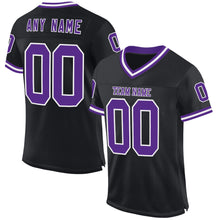 Laden Sie das Bild in den Galerie-Viewer, Custom Black Purple-White Mesh Authentic Throwback Football Jersey