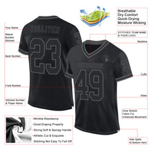 Load image into Gallery viewer, Custom Black Steel Gray Mesh Authentic Throwback Football Jersey