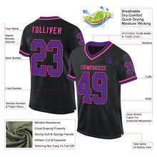 Laden Sie das Bild in den Galerie-Viewer, Custom Black Purple-Pink Mesh Authentic Throwback Football Jersey
