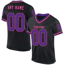 Laden Sie das Bild in den Galerie-Viewer, Custom Black Purple-Pink Mesh Authentic Throwback Football Jersey