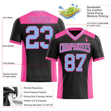 Charger l'image dans la galerie, Custom Black Light Blue-Pink Authentic Football Jersey