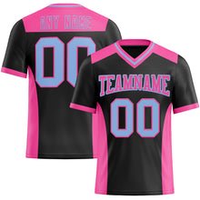 Charger l'image dans la galerie, Custom Black Light Blue-Pink Authentic Football Jersey