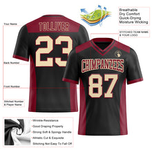 Load image into Gallery viewer, Custom Black Cream-Crimson Authentic Football Jersey