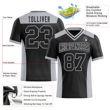 Загрузить изображение в средство просмотра галереи, Custom Black Gray Authentic Football Jersey