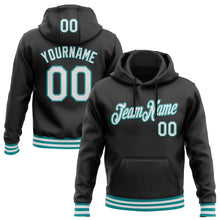 Загрузить изображение в средство просмотра галереи, Custom Stitched Black White-Teal Sports Pullover Sweatshirt Hoodie