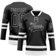 Загрузить изображение в средство просмотра галереи, Custom Black White Hockey Lace Neck Jersey