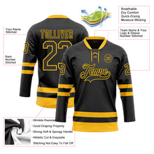 Загрузить изображение в средство просмотра галереи, Custom Black Gold Hockey Lace Neck Jersey