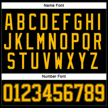 Load image into Gallery viewer, Custom Black Gold Hockey Lace Neck Jersey