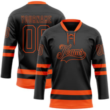 Загрузить изображение в средство просмотра галереи, Custom Black Orange Hockey Lace Neck Jersey