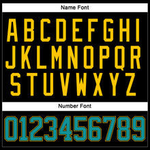 Load image into Gallery viewer, Custom Black Teal-Yellow Hockey Lace Neck Jersey