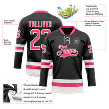 Загрузить изображение в средство просмотра галереи, Custom Black Neon Pink-White Hockey Lace Neck Jersey