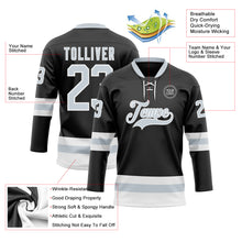 Загрузить изображение в средство просмотра галереи, Custom Black Silver-White Hockey Lace Neck Jersey