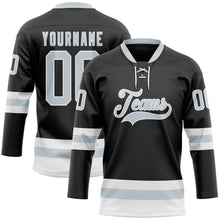 Загрузить изображение в средство просмотра галереи, Custom Black Silver-White Hockey Lace Neck Jersey