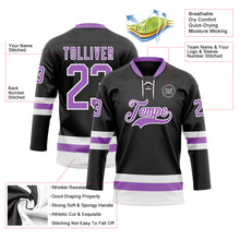 Загрузить изображение в средство просмотра галереи, Custom Black Medium Purple-White Hockey Lace Neck Jersey
