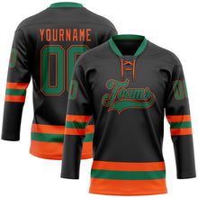 Загрузить изображение в средство просмотра галереи, Custom Black Kelly Green-Orange Hockey Lace Neck Jersey