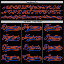 Load image into Gallery viewer, Custom Black Royal-Orange Hockey Lace Neck Jersey