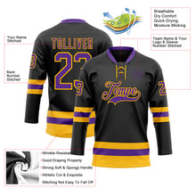 Загрузить изображение в средство просмотра галереи, Custom Black Purple-Gold Hockey Lace Neck Jersey
