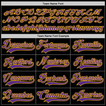 Загрузить изображение в средство просмотра галереи, Custom Black Purple-Gold Hockey Lace Neck Jersey