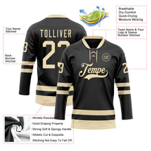 Загрузить изображение в средство просмотра галереи, Custom Black Cream Hockey Lace Neck Jersey
