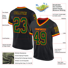 Laden Sie das Bild in den Galerie-Viewer, Custom Black Green Gold-Red Mesh Authentic Throwback Football Jersey