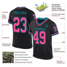 Load image into Gallery viewer, Custom Black Pink-Teal Mesh Authentic Throwback Football Jersey