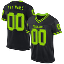 Laden Sie das Bild in den Galerie-Viewer, Custom Black Neon Green Mesh Authentic Throwback Football Jersey
