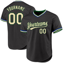 Charger l'image dans la galerie, Custom Black Cream Green-Royal Authentic Throwback Baseball Jersey
