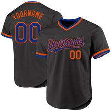 Charger l'image dans la galerie, Custom Black Royal-Orange Authentic Throwback Baseball Jersey