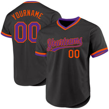 Charger l'image dans la galerie, Custom Black Purple-Orange Authentic Throwback Baseball Jersey