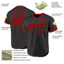 Загрузить изображение в средство просмотра галереи, Custom Black Red Authentic Throwback Baseball Jersey