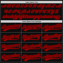 Загрузить изображение в средство просмотра галереи, Custom Black Red Authentic Throwback Baseball Jersey