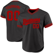 Загрузить изображение в средство просмотра галереи, Custom Black Red Authentic Throwback Baseball Jersey