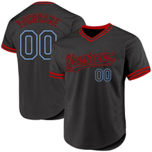 Загрузить изображение в средство просмотра галереи, Custom Black Light Blue-Red Authentic Throwback Baseball Jersey