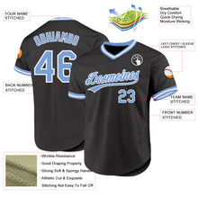 Загрузить изображение в средство просмотра галереи, Custom Black Light Blue-White Authentic Throwback Baseball Jersey