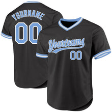Загрузить изображение в средство просмотра галереи, Custom Black Light Blue-White Authentic Throwback Baseball Jersey