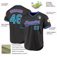 Загрузить изображение в средство просмотра галереи, Custom Black Teal-Purple Authentic Throwback Baseball Jersey