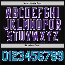Загрузить изображение в средство просмотра галереи, Custom Black Teal-Purple Authentic Throwback Baseball Jersey
