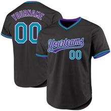 Загрузить изображение в средство просмотра галереи, Custom Black Teal-Purple Authentic Throwback Baseball Jersey