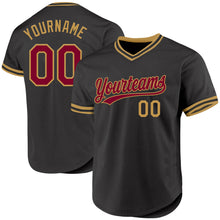 Загрузить изображение в средство просмотра галереи, Custom Black Maroon-Old Gold Authentic Throwback Baseball Jersey