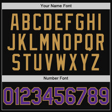 Загрузить изображение в средство просмотра галереи, Custom Black Purple-Old Gold Authentic Throwback Baseball Jersey