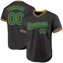 Load image into Gallery viewer, Custom Black Kelly Green-Old Gold Authentic Throwback Baseball Jersey