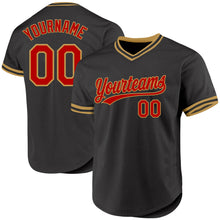 Загрузить изображение в средство просмотра галереи, Custom Black Red-Old Gold Authentic Throwback Baseball Jersey