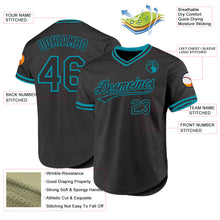 Загрузить изображение в средство просмотра галереи, Custom Black Teal Authentic Throwback Baseball Jersey