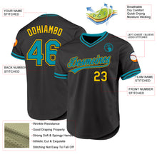 Загрузить изображение в средство просмотра галереи, Custom Black Teal-Yellow Authentic Throwback Baseball Jersey