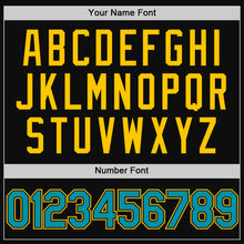 Загрузить изображение в средство просмотра галереи, Custom Black Teal-Yellow Authentic Throwback Baseball Jersey