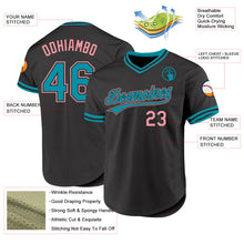 Загрузить изображение в средство просмотра галереи, Custom Black Teal-Medium Pink Authentic Throwback Baseball Jersey